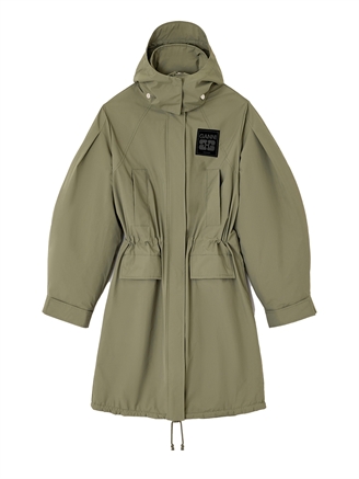 Ganni W1013 Ripstop Tri-Layer Parka Coat Kalamata
