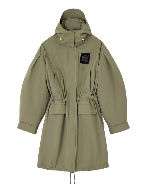 Ganni W1013 Ripstop Tri-Layer Parka Coat Kalamata