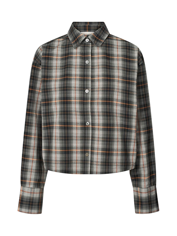 Rabens Saloner Seval Check shirting cropped shirt Grey check