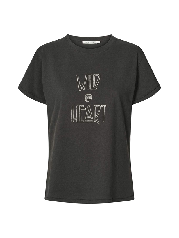 Rabens Saloner Ambla Wild @heart t-shirt Faded Black