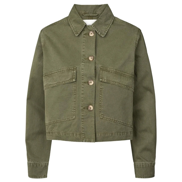 Rabens Saloner Neva Canvas Light Short Jacket Deep Green