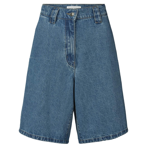 Rabens Saloner Raha Denim wide shorts Washed indigo