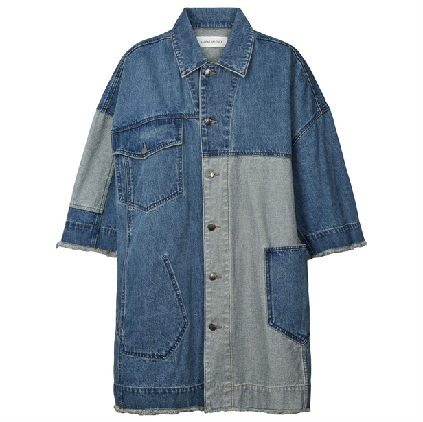 Rabens Saloner Oya Denim kimono jacket Washed indigo