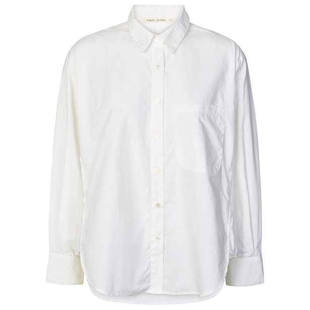 Rabens Saloner Djana Poplin side gather shirt White