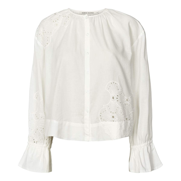 Rabens Saloner Blossom Supersize Anglaise Blouse White Swan