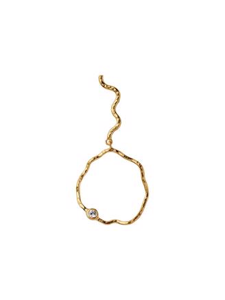 Wavy Circle Earring with Stone Right Gold