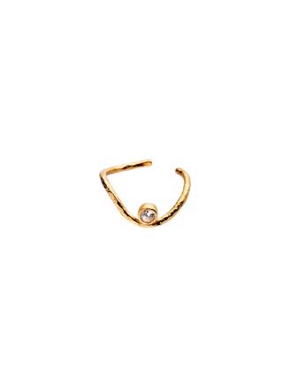 Wavy Ear Cuff Gold with Stone Gold