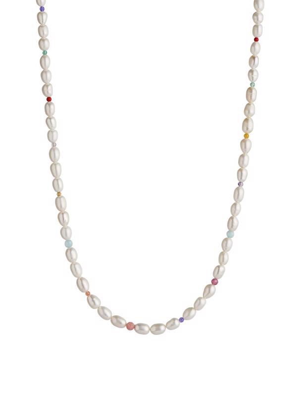 Stine A White Pearls and Candy Stones Necklace Gold