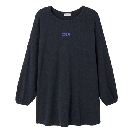 American Vintage Yriknow t-shirt i skifergrå Ardoise med 7/8 ærmer og løs pasform