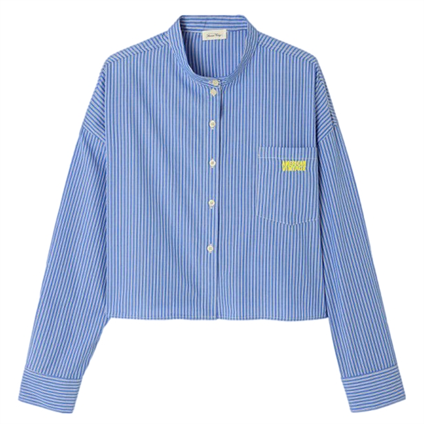 American Vintage ZATYBAY Shirt Aqua Stripes