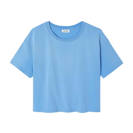 American Vintage AFOMA T-Shirt - Støvet lyseblå bomulds t-shirt i Vintage Pool Spray