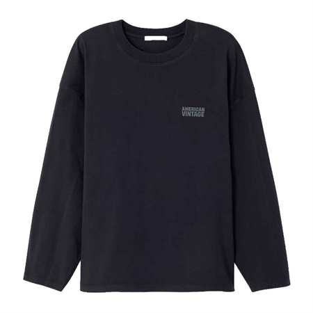 American Vintage GIXY T-Shirt - Klassisk sort bomulds t-shirt i Cotton Black