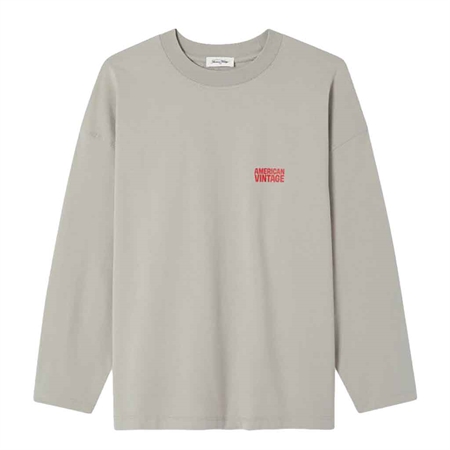 American Vintage GIXY T-Shirt - Støvet grønlig bomulds t-shirt i Cotton Mineral