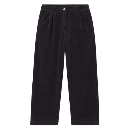 American Vintage PADOW Trousers Vintage Carbon mørke fløjlsbukser med brede ben