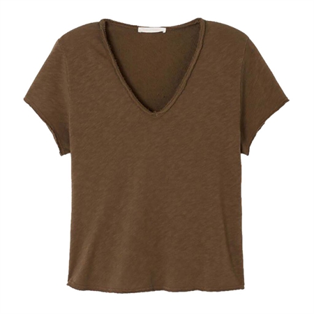American Vintage SONOMA T-Shirt Vintage Chestnut brun T-shirt med V-hals