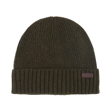 Olivengrøn Barbour Carlton Beanie unisex strikhue i uldblanding til mænd og kvinder