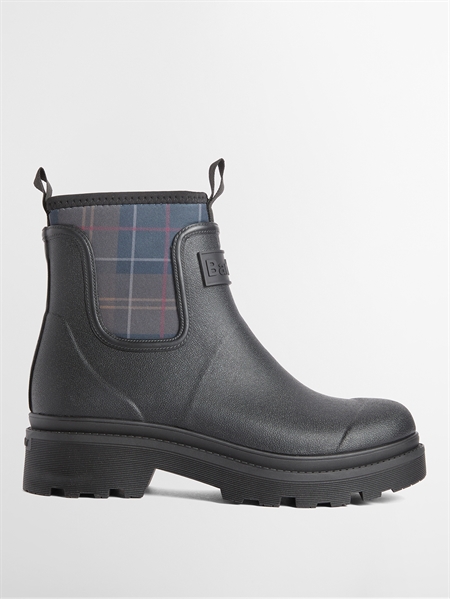 Barbour Cynthia Welly Black Shadow Tartan Chelsea-gummistøvle
