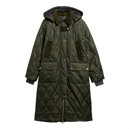 Olivengrøn Barbour Rudson Quilt Jacket langærmet quiltet overgangsjakke til kvinder