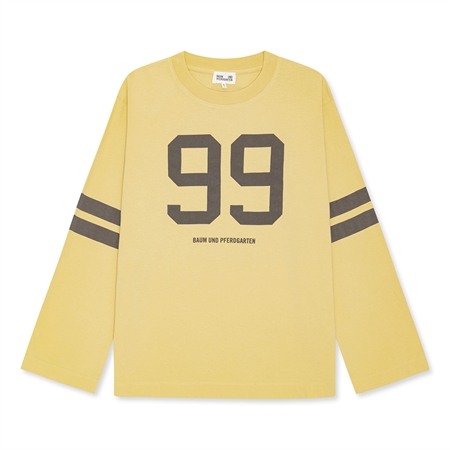Baum und Pferdgarten Jeevona LS T-Shirt Raffia Yellow langærmet stribet bluse i gul og brun økologisk bomuld