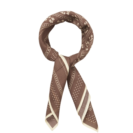 Becksöndergaard Talianna Cotta Scarf Chocolate Brown mørkebrunt bomuldstørklæde med detaljeret print og klassisk kant