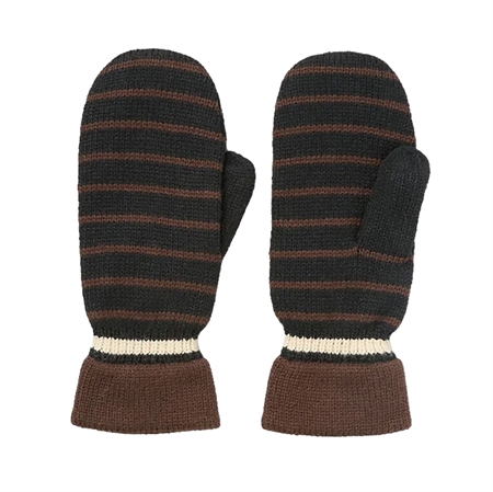 Becksöndergaard Thin Striped Emerald Mittens Black
