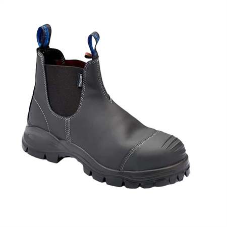 Sort rå BL 910 Xtreme Safety Boot læderstøvle med ståltå og chunky sål i unisex-model til kvinder og mænd fra Blundstone.