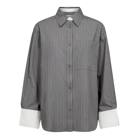 Mørkegrå langærmet nålestribet PennyCC Pin Shirt skjorte med knapper til kvinder fra Co'Couture.