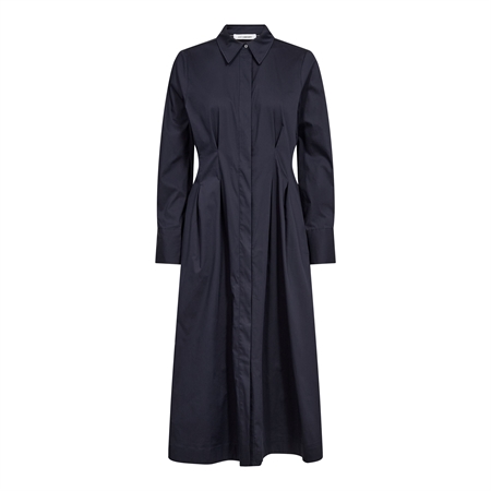 Mørkeblå langærmet SannaCC Shirt Long Dress skjortekjole i maxilængde med knapper fra Co'Couture.