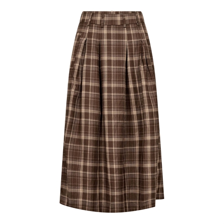 Co'Couture DagnyCC Anya Check Pleat Skirt i farven Brown hos MAAK Shop