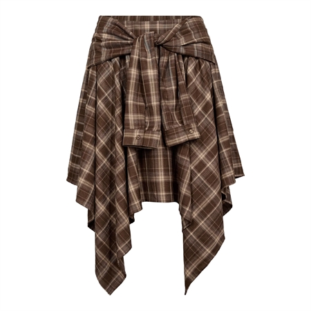 Co'Couture DagnyCC Check Tie Skirt i farven Brown hos MAAK Sho