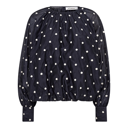 Co'Couture DitaCC Dot LS Balloon Blouse Navy