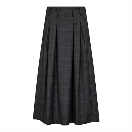 Co'Couture EloraCC Check Pleat Skirt Dark Grey