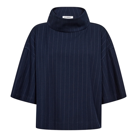 Co'Couture GabieCC Pin Funnel Neck Blouse Navy