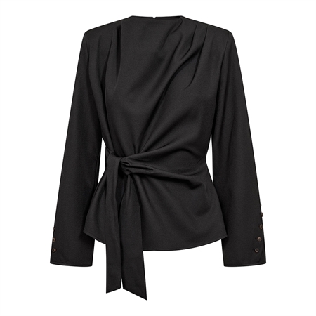 Co'Couture LunaCC Pleat Tie Blouse Black