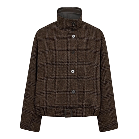 Co'Couture OlvaCC Check Balloon Jacket Dark Brown