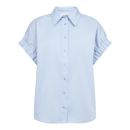 Co'Couture PoppyCC Elastic Cuff SS Shirt i farven Pale Blue hos MAAK Shop