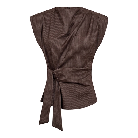 Co'Couture SinaCC Pin Pleat Top Dark Brown