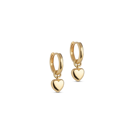 Enamel Copenhagen Amore Hoops Guld forgyldte creoler med rent guld hjertevedhæng