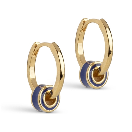Enamel Copenhagen Enamel Tokens Circle Navy Blue guldbelagte hoops med blå emalje