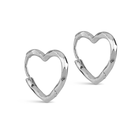 Enamel Copenhagen Organic Heart Small Hoops Silver