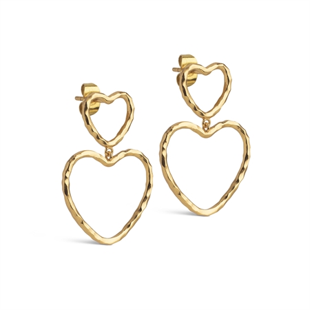 Enamel Copenhagen Organic Lovelink Earrings Guld med to åbne organiske hjerter