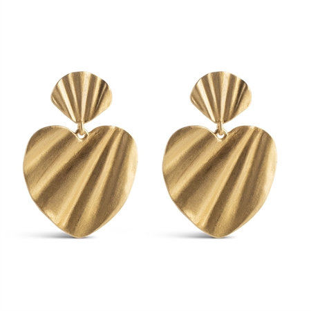 Enamel Copenhagen Wave Heart Earrings Guld Plated