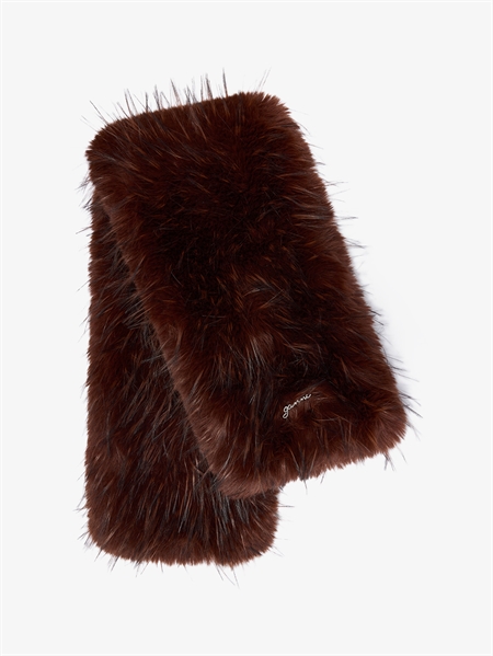 Ganni Alternative Fur Stola Chocolate Brown