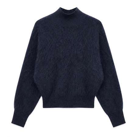 Ganni Brushed Mohair Batwing Turtleneck Sky Captain