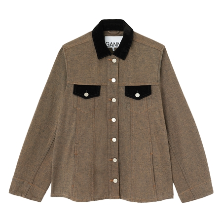 Ganni Neppy Denim A-line Overshirt Chicory Coffee