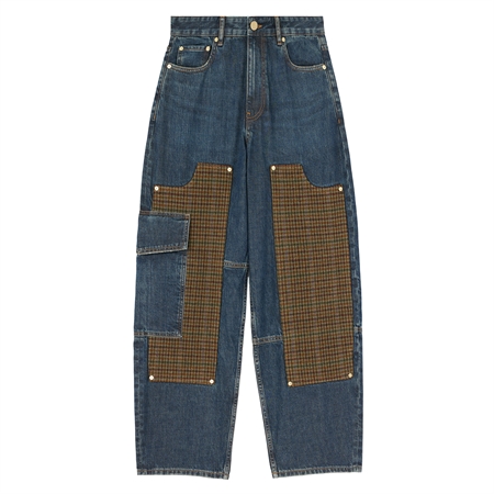 Ganni Slub Mix Denim Audri Jeans Dark Blue Vintage