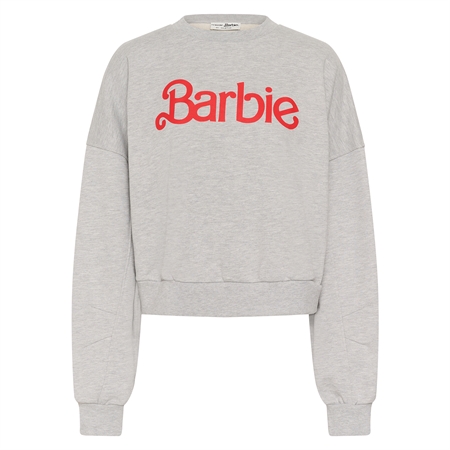 Gestuz GZnaya oversized sweatshirt i Light Grey Melange med rødt Barbie-logo