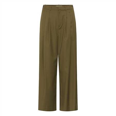Gestuz GZolivia HW pants Military Olive 10911306 groenne bukser med vide ben til kvinder fra MAAK Shop