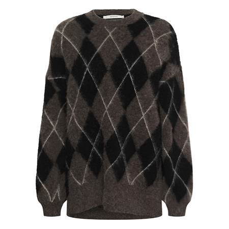 Gestuz GZsida multi long pullover Black/Chestnut/Ivory/Multi Color