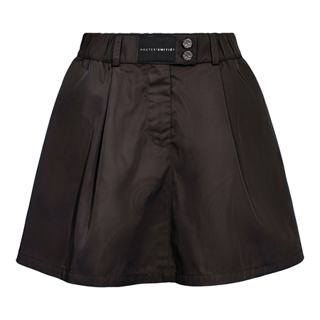 Mørkebrun lang Bailey Cargo Midi Skirt nederdel med rå sidelommer og bæltestropper til kvinder fra Haute L'Amitié.